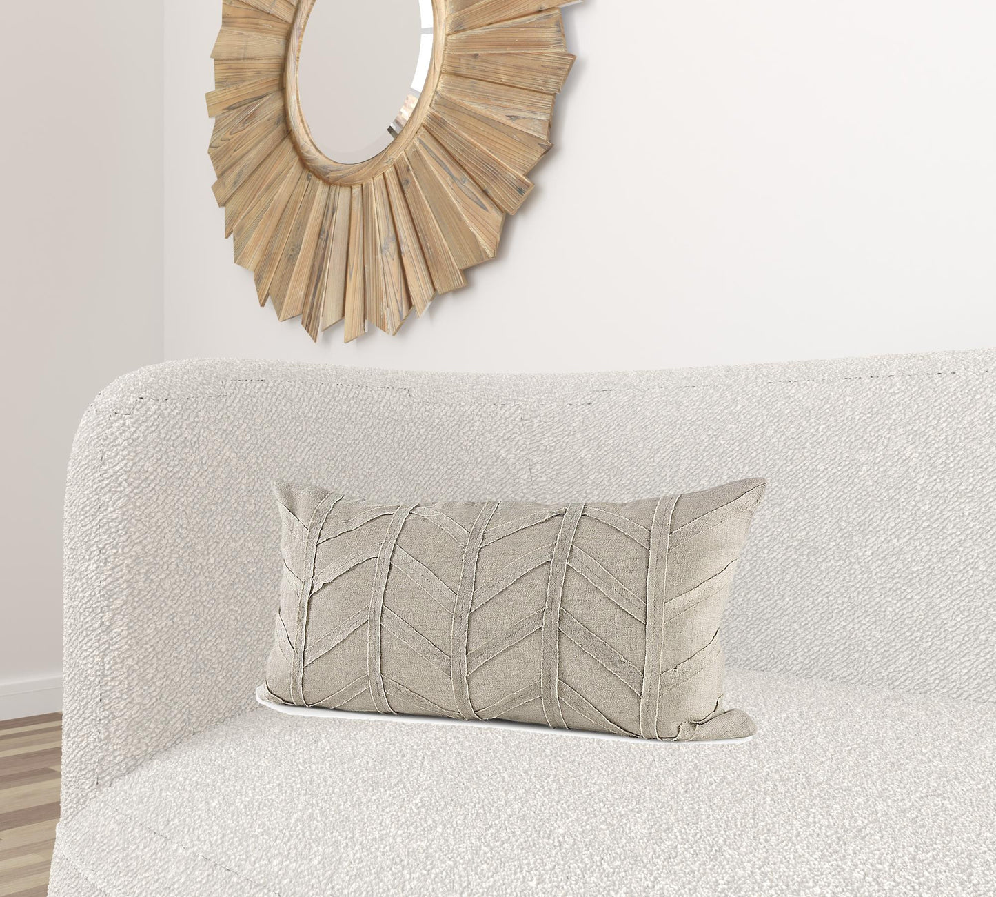 Light Gray Chevron Textured Lumbar Pillow Cover