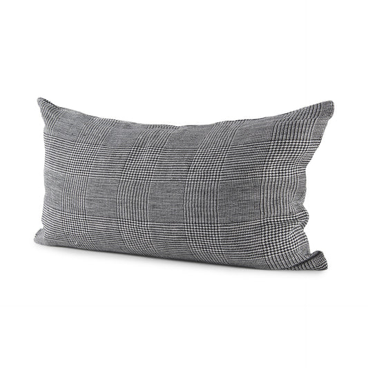 White And Black Pattern Lumbar Throw Pillow Cover