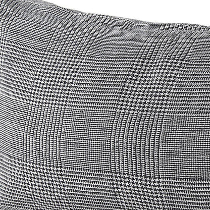 14" X 26" Black And White Herringbone Plaid Linen Throw Pillow Cover