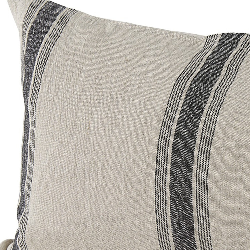 Beige And Black Striped Lumbar Pillow Cover