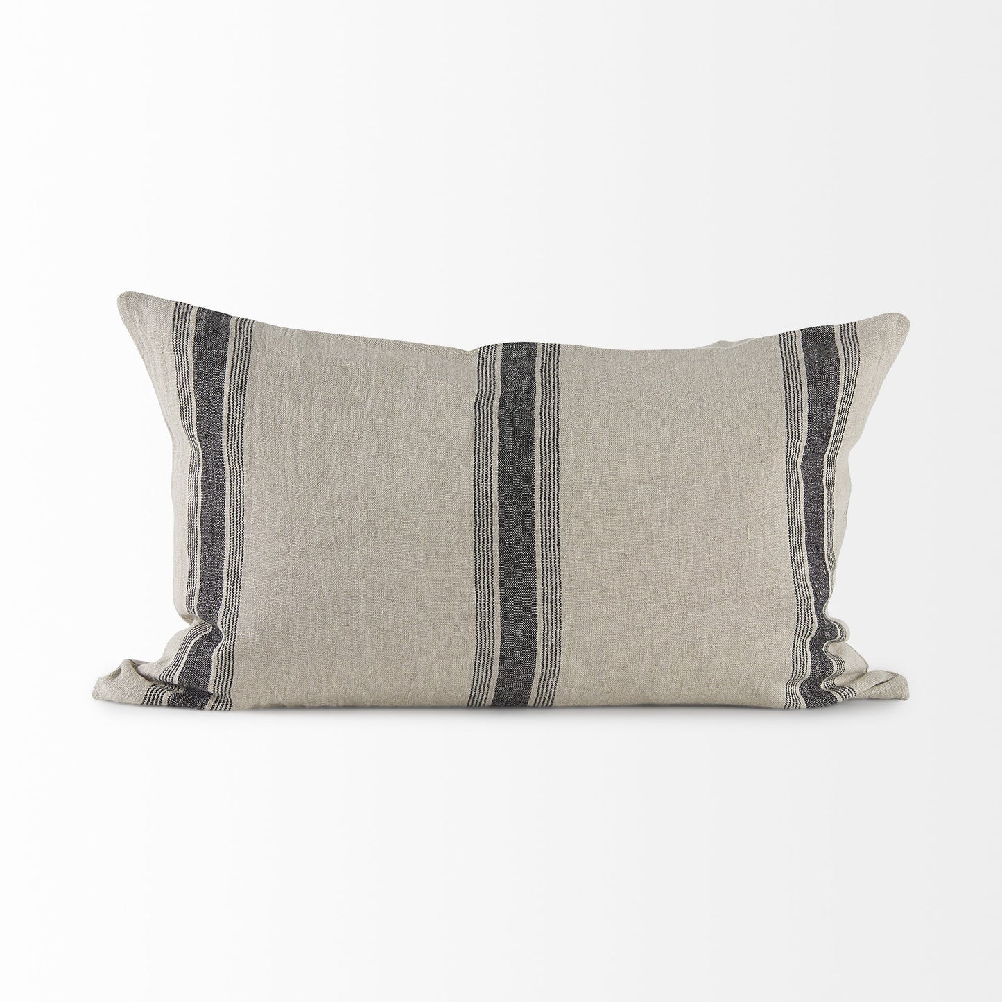 Beige And Black Striped Lumbar Pillow Cover