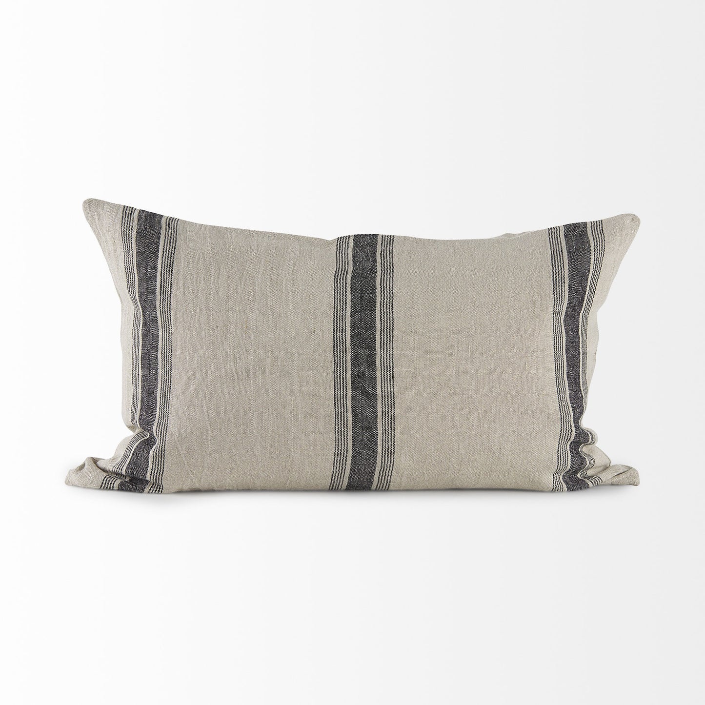 Beige And Black Striped Lumbar Pillow Cover