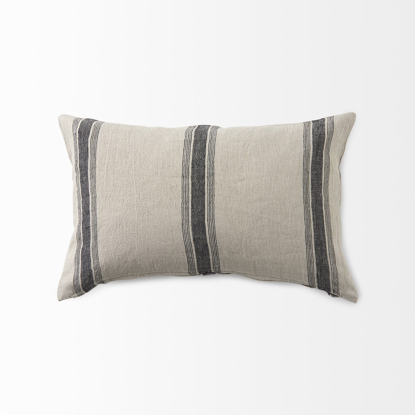 Beige And Black Striped Lumbar Pillow Cover