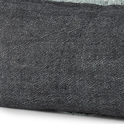 14" X 26" Black And Aqua Linen Throw Pillow Cover