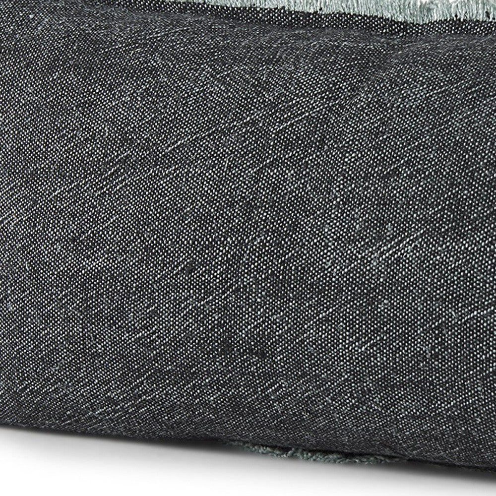 Dark Gray Fringed Lumbar Throw Pillow Cover