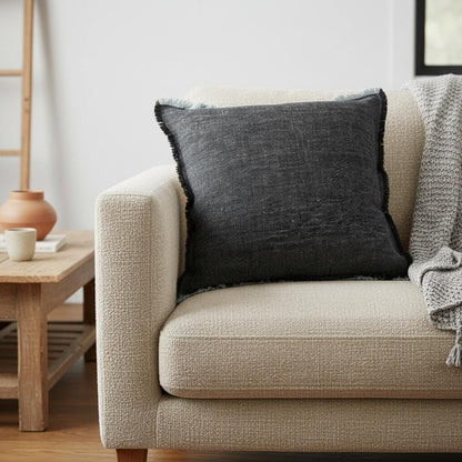 20" Gray Linen Throw Pillow Cover