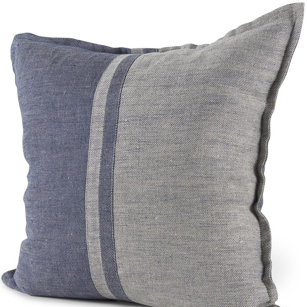 Gray And Blue Color Block Pillow Cover