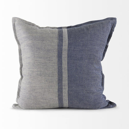 20" Blue And Gray Striped Linen Throw Pillow Cover