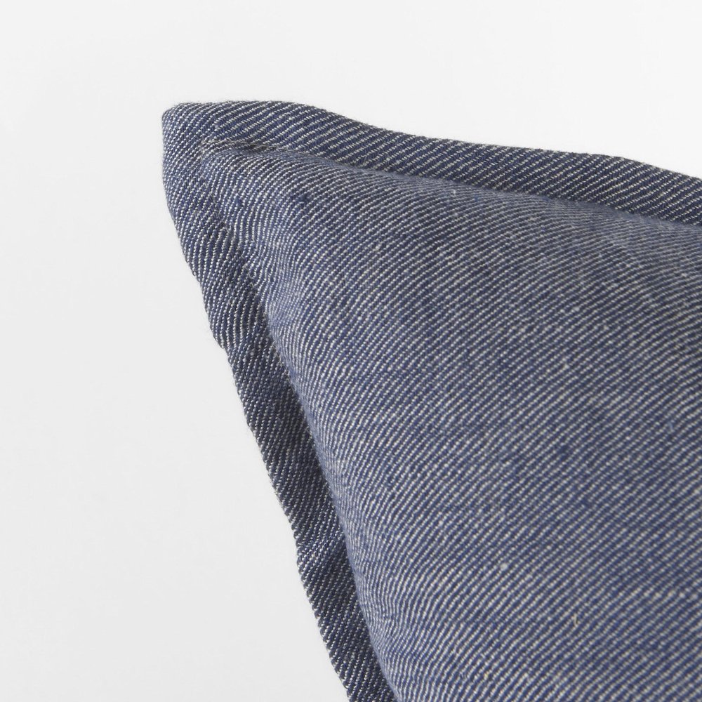 20" Blue And Gray Striped Linen Throw Pillow Cover