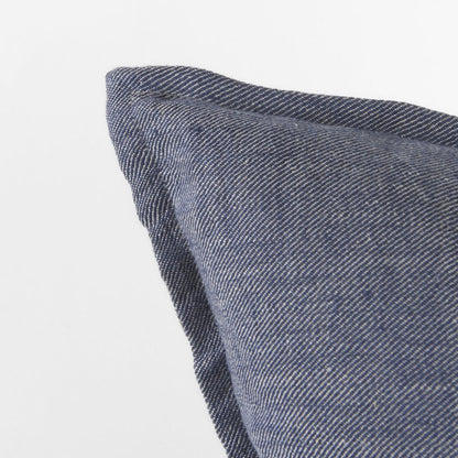 20" Blue And Gray Striped Linen Throw Pillow Cover