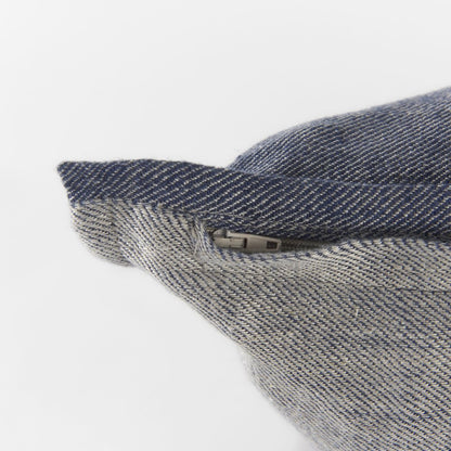 20" Blue And Gray Striped Linen Throw Pillow Cover