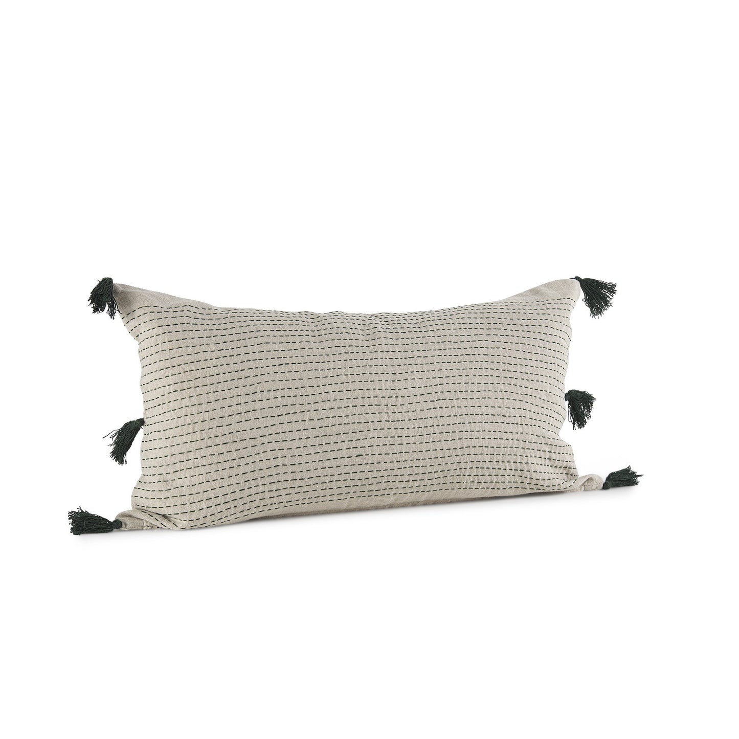 Beige And Dark Green Dotted Lumbar Pillow Cover