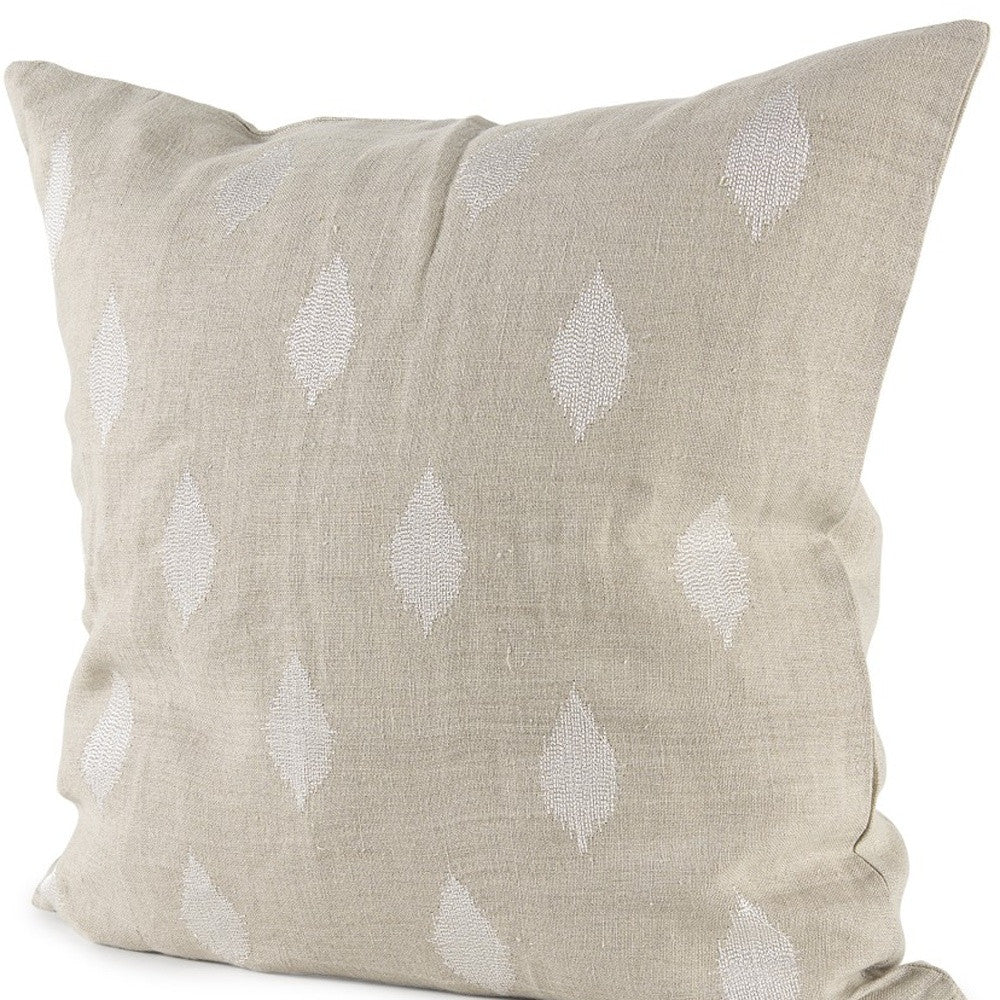 Beige And White Patterned Pillow Cover