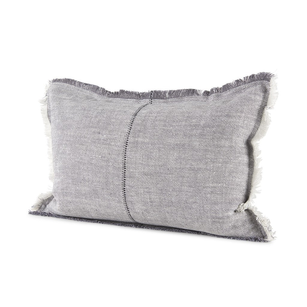 Light Gray Fringed Lumbar Throw Pillow Cover