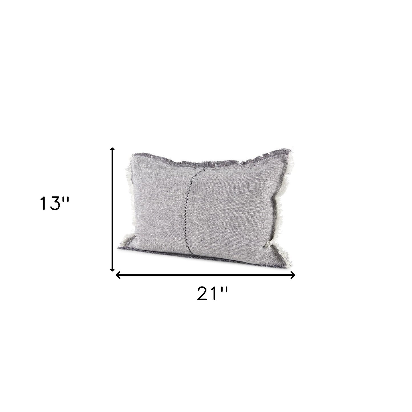 Light Gray Fringed Lumbar Throw Pillow Cover
