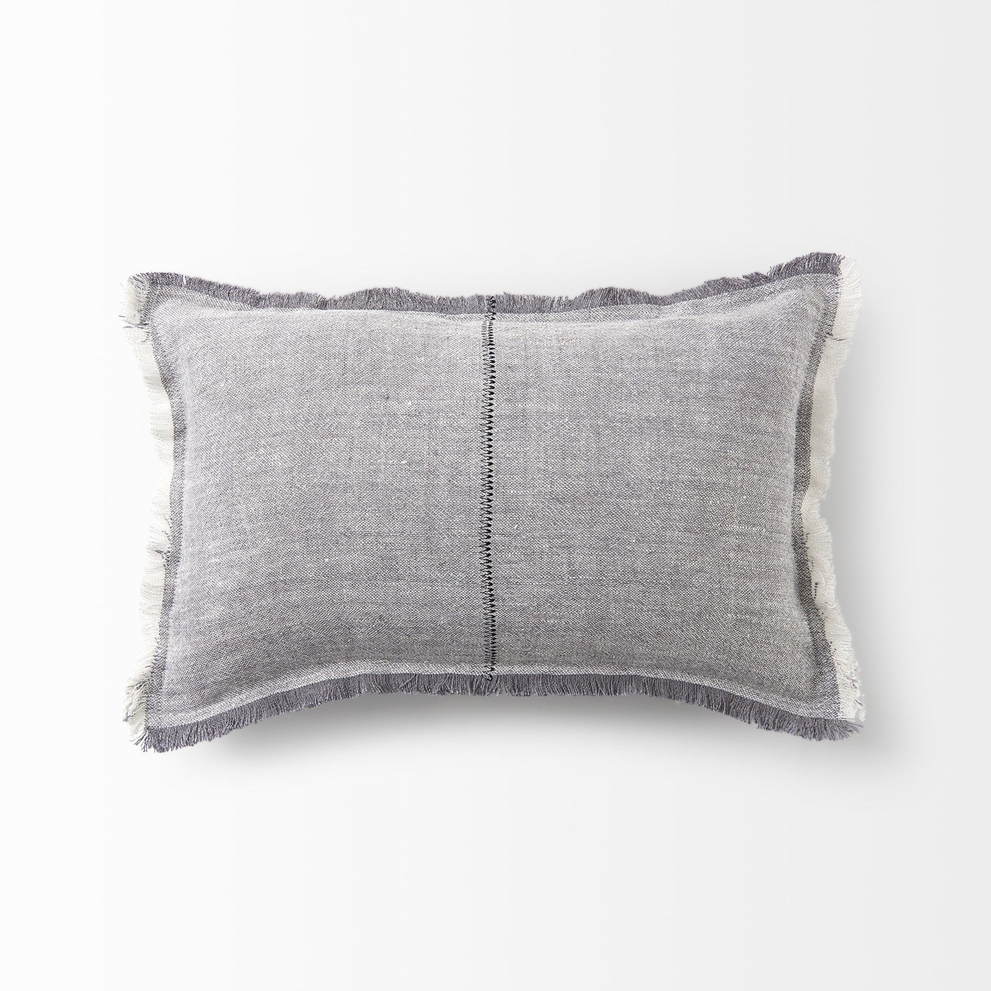 Light Gray Fringed Lumbar Throw Pillow Cover