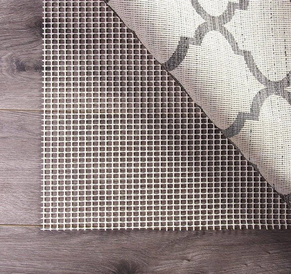 6' x 9' Ivory Striped Weave Non Slip Rug Pad