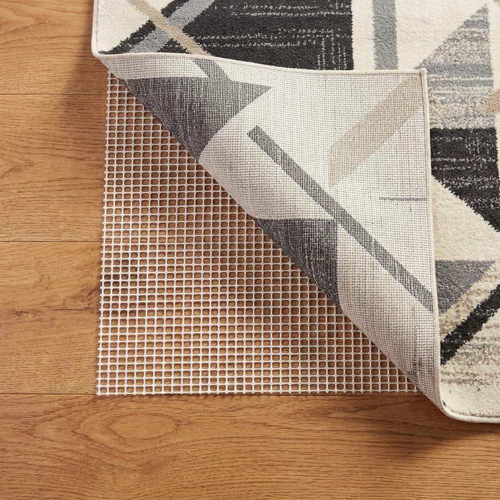 6' x 9' Ivory Striped Weave Non Slip Rug Pad