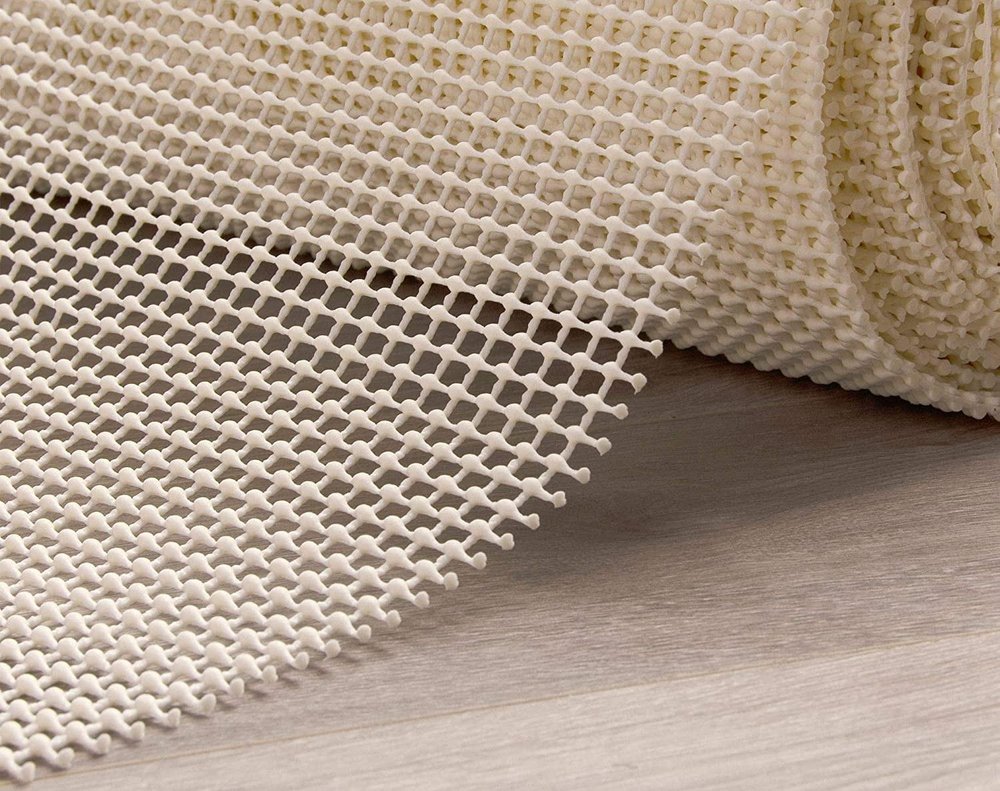 6' x 9' Ivory Striped Weave Non Slip Rug Pad