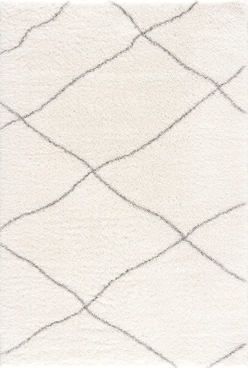8’ X 11’ Ivory Modern Uneven Lattice Area Rug