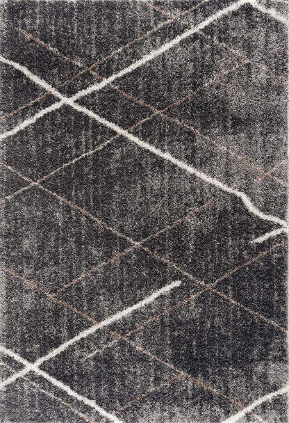 5' X 8' Gray Modern Distressed Lines Area Rug