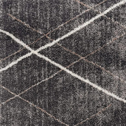 5' X 8' Gray Modern Distressed Lines Area Rug