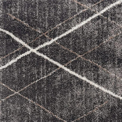4' X 6' Gray Modern Distressed Lines Area Rug