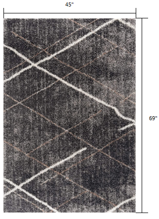 4' X 6' Gray Modern Distressed Lines Area Rug