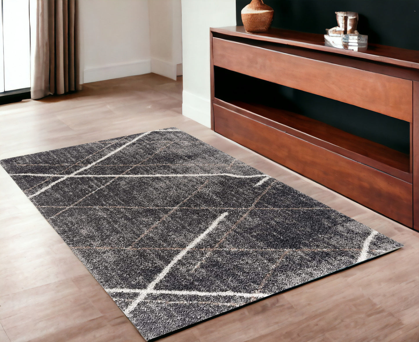 4' X 6' Gray Modern Distressed Lines Area Rug