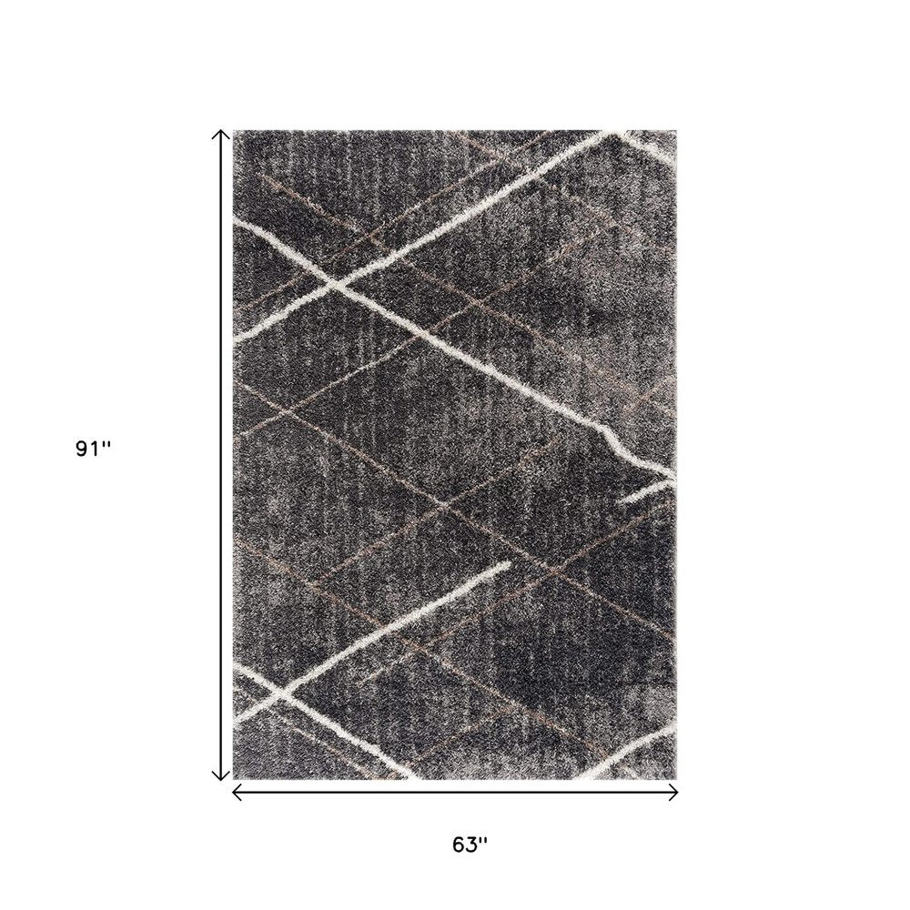 4' X 6' Gray Modern Distressed Lines Area Rug
