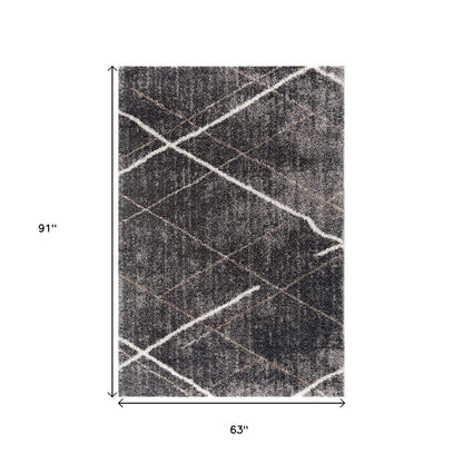 4' X 6' Gray Modern Distressed Lines Area Rug