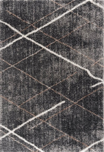 5' X 8' Gray Modern Distressed Lines Area Rug