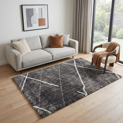 4' X 6' Gray Modern Distressed Lines Area Rug