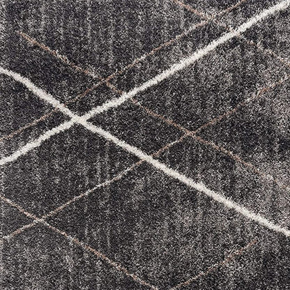 5' X 8' Gray Modern Distressed Lines Area Rug