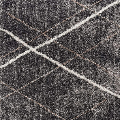 4' X 6' Gray Modern Distressed Lines Area Rug