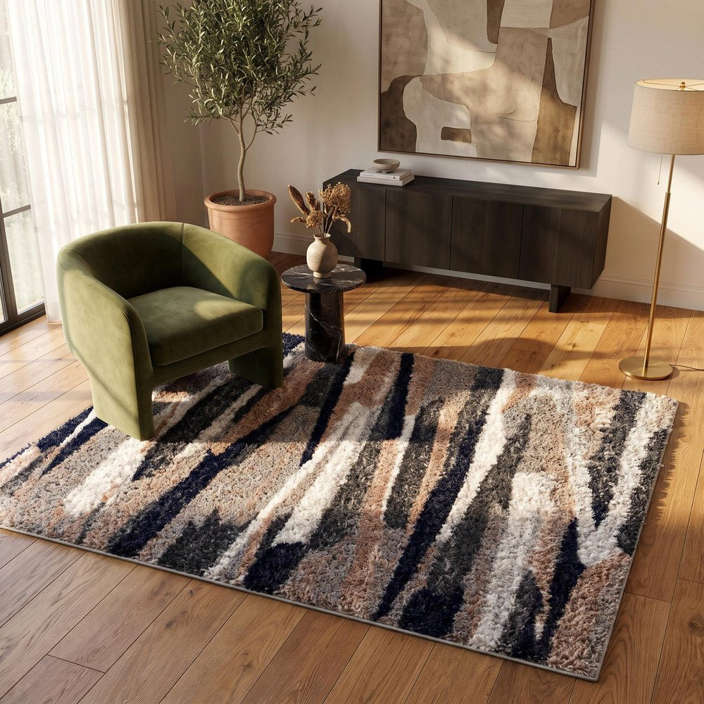 4' X 6' Gray And Black Strokes Area Rug