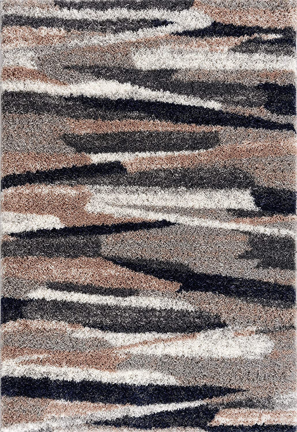 7' X 9' Gray And Black Strokes Area Rug