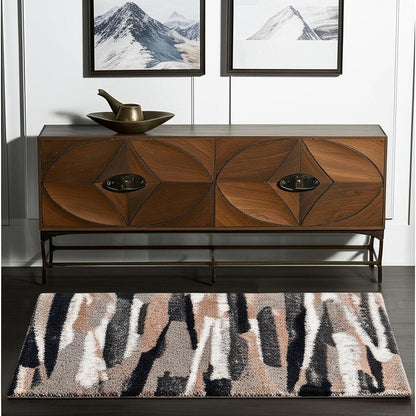 7' X 9' Gray And Black Strokes Area Rug