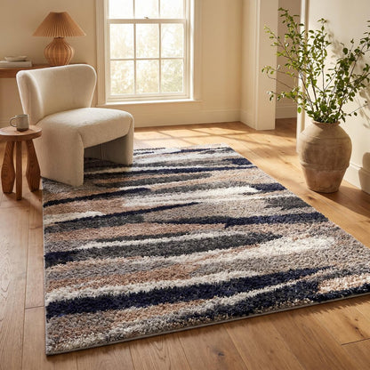 4' X 6' Gray And Black Strokes Area Rug