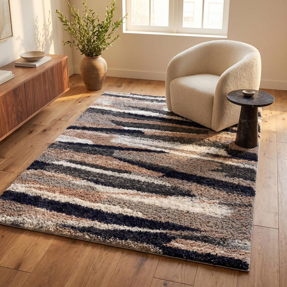 4' X 6' Gray And Black Strokes Area Rug