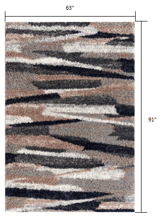 4’ X 6’ Gray And Black Strokes Area Rug