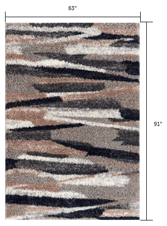 7' X 9' Gray And Black Strokes Area Rug