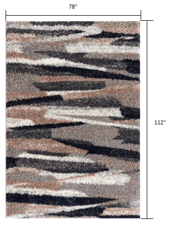 5' X 8' Gray And Black Strokes Area Rug