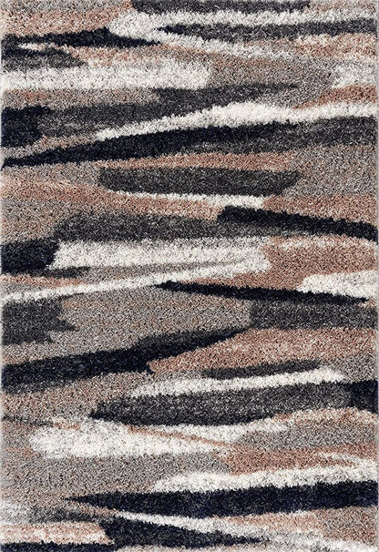 7' X 9' Gray And Black Strokes Area Rug