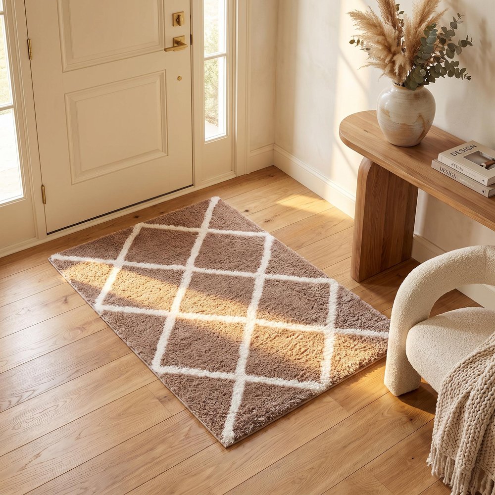 3' X 5' Beige Geometric Area Rug