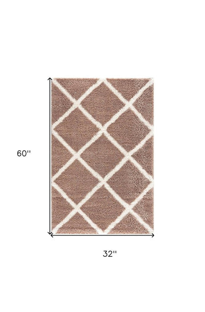7' X 9' Beige Geometric Area Rug