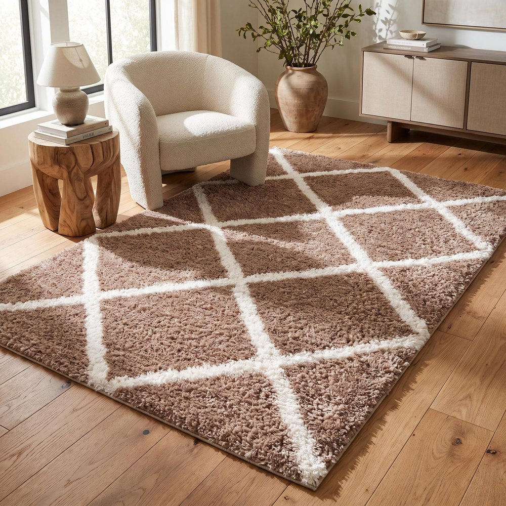 3' X 5' Beige Geometric Area Rug