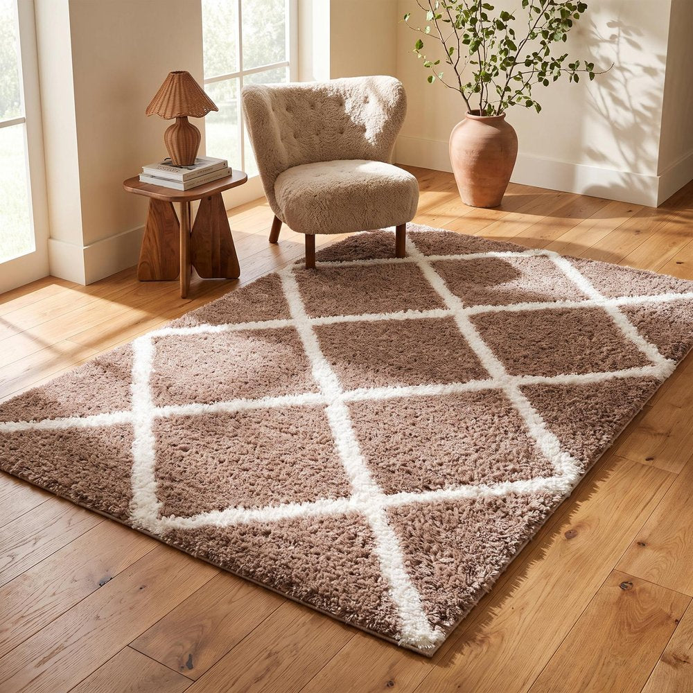 3' X 5' Beige Geometric Area Rug