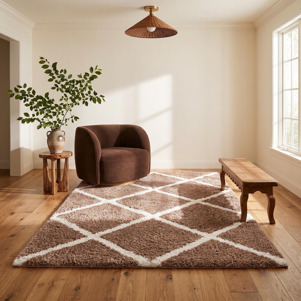 3' X 5' Beige Geometric Area Rug