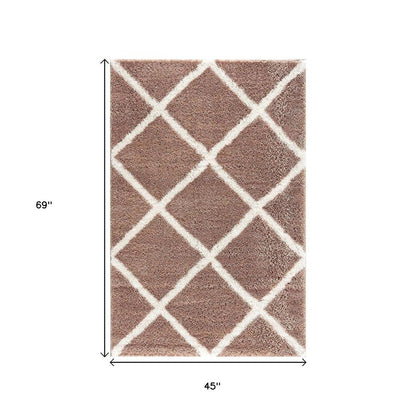 7' X 9' Beige Geometric Area Rug